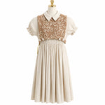 Load image into Gallery viewer, Girls Linen Dress with Decorative Vest Set
