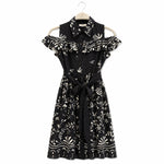 Load image into Gallery viewer, Off Shoulder Printed Dress with Waist Tie