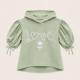 Girls Love Embroidered Hoodie Top