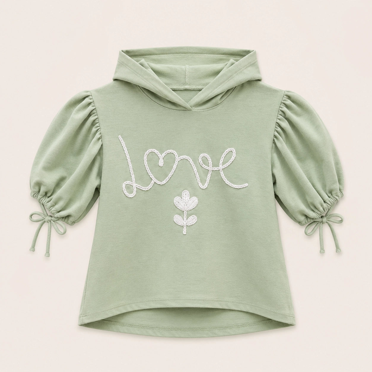 Girls Love Embroidered Hoodie Top