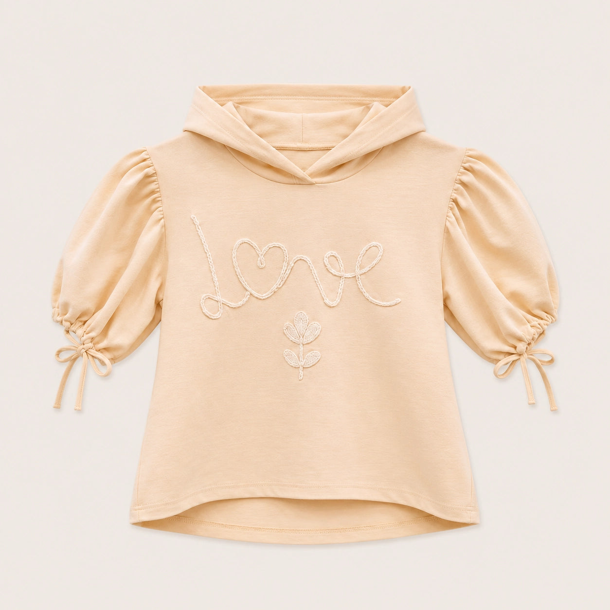 Girls Love Embroidered Hoodie Top