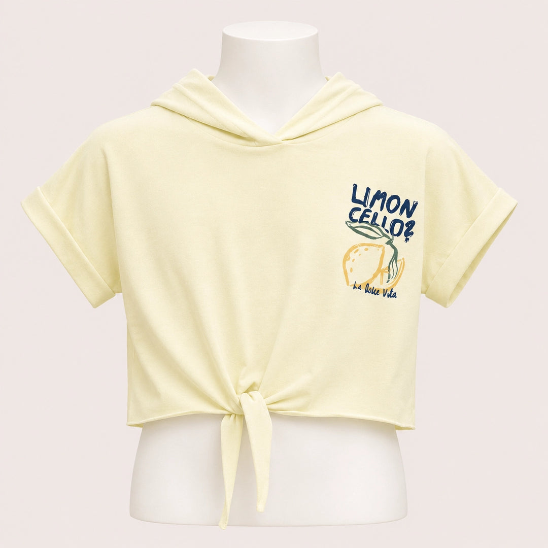 Girls Lemon Graphic Hooded T-Shirt