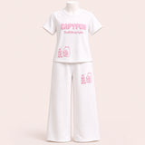 Girls Graphic T-Shirt & Wide Leg Pants Set