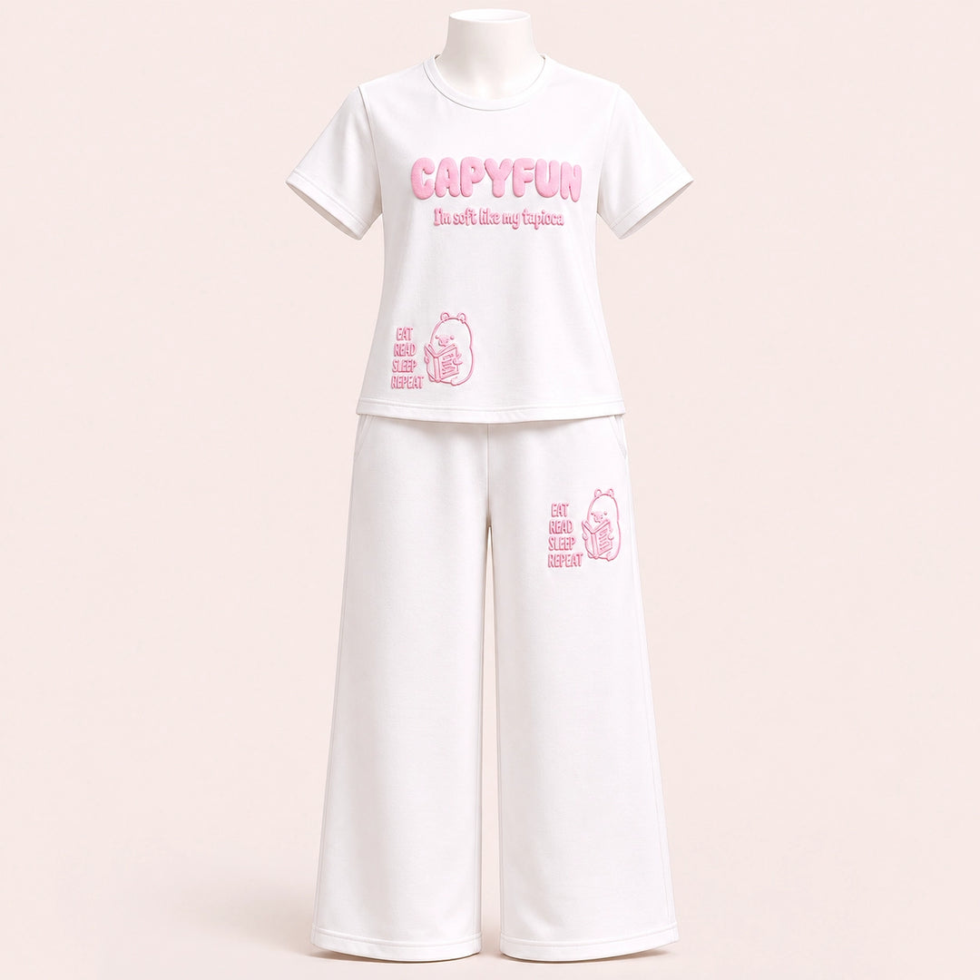Girls Graphic T-Shirt & Wide Leg Pants Set