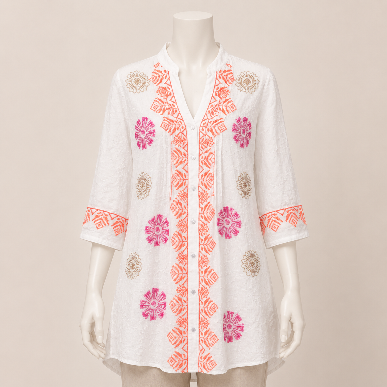 Patterned Detailed Tunic Shirt