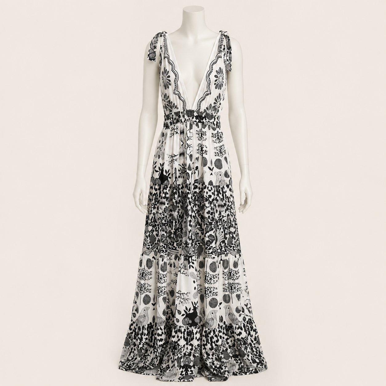 Women Printed Tiered Sleeveless Dress