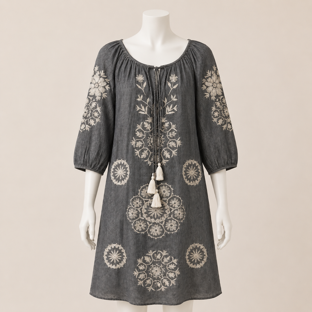 Embroidered Tassel Dress