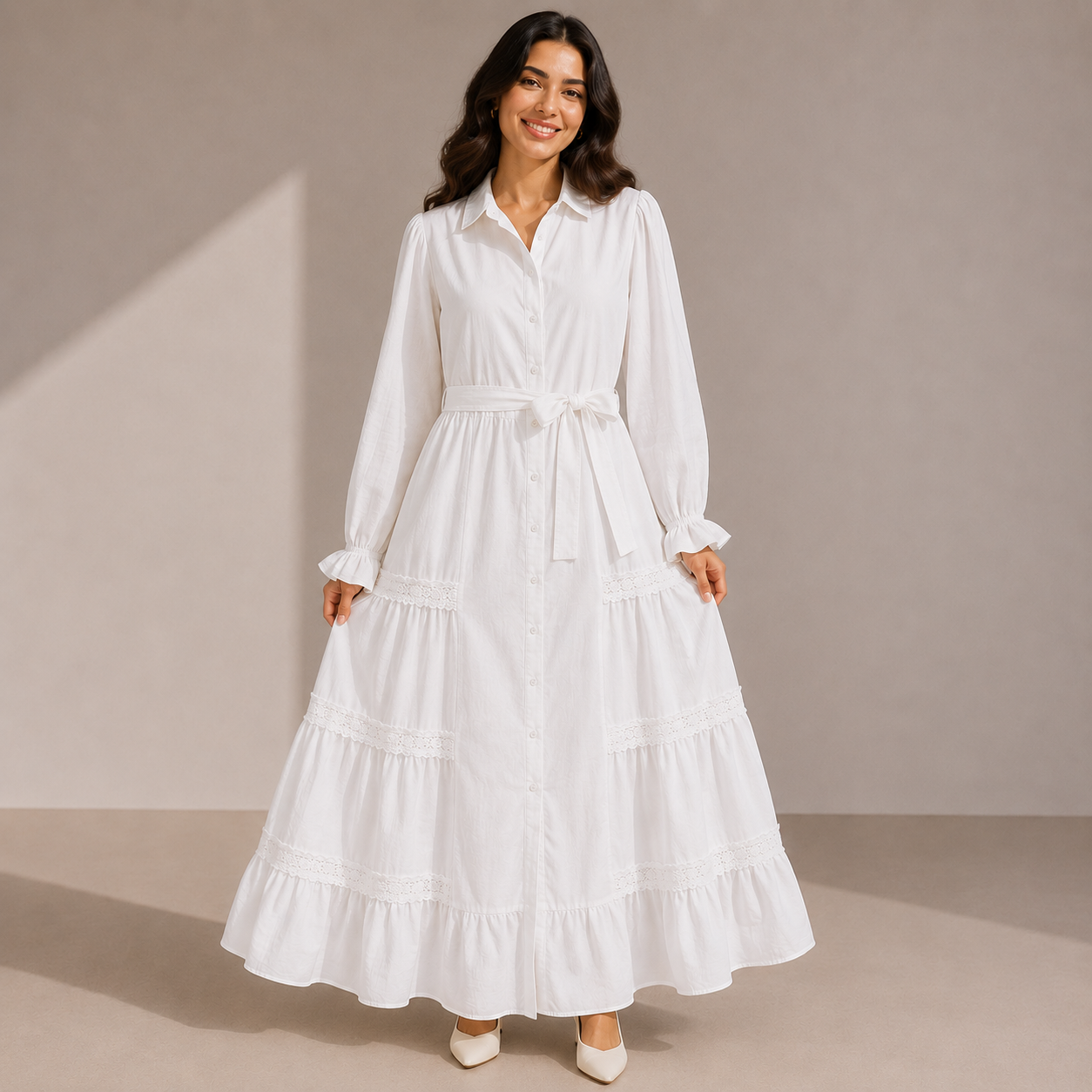 Women Linen Tiered Maxi Dress