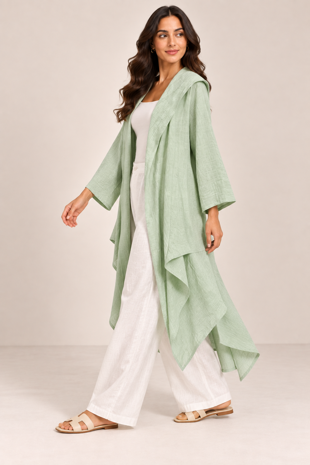 Women Textured Longline Open-Front Cardigan