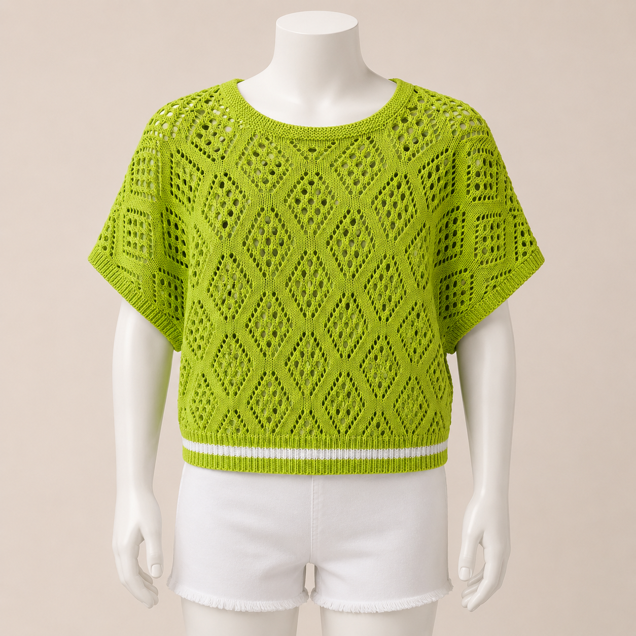 Kids Open Knit Poncho with Ribbon Detail