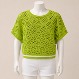 Kids Open Knit Poncho with Ribbon Detail