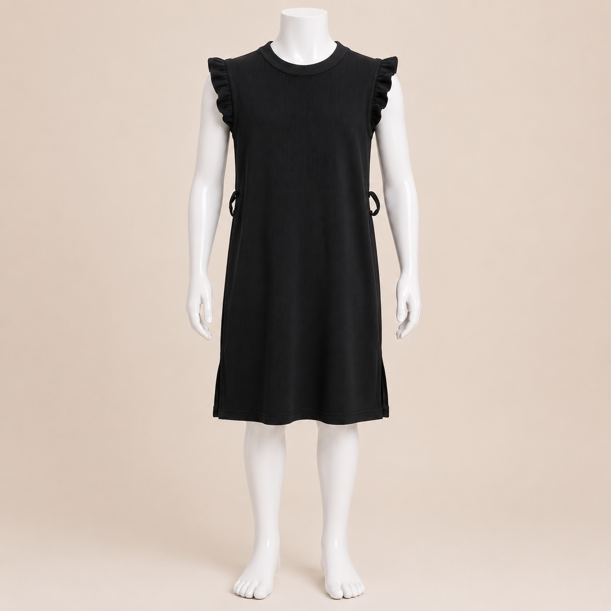Kids Solid Rib Dress with Side Slit Detail
