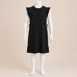 Kids Solid Rib Dress with Side Slit Detail