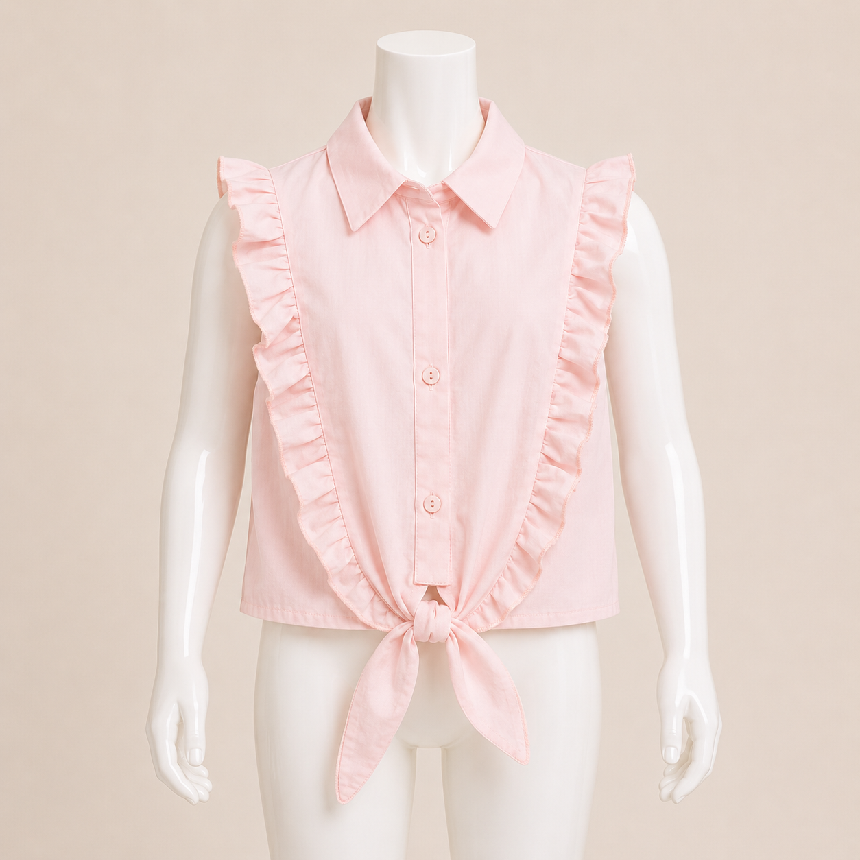 Kids Poplin Blouse with Chest Ruffle Detail