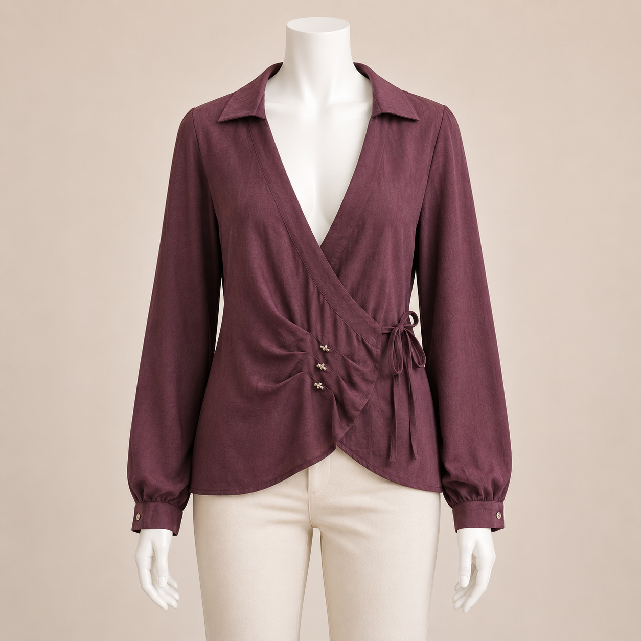 Women Satin Blouse Side Strap