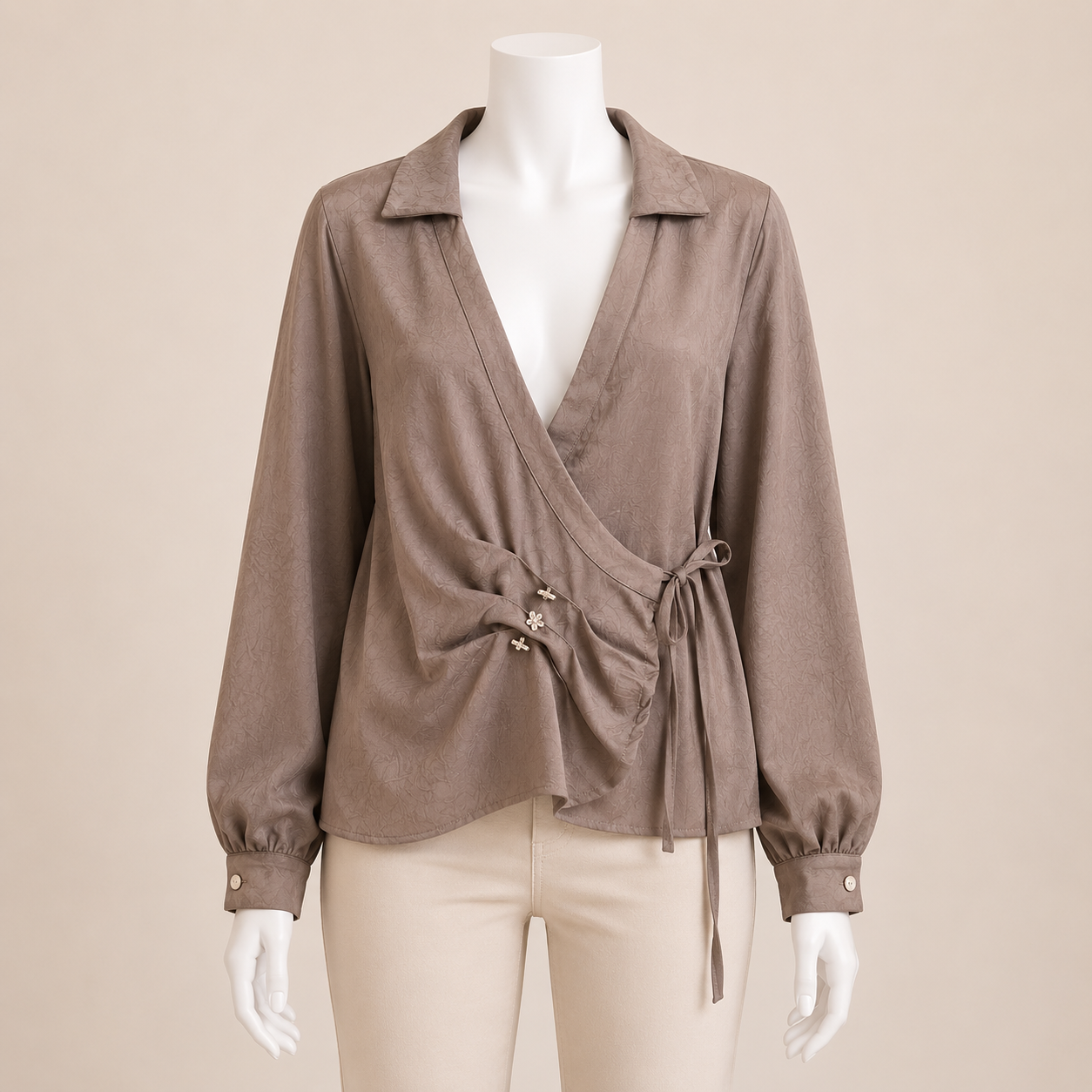 Women Satin Blouse Side Strap
