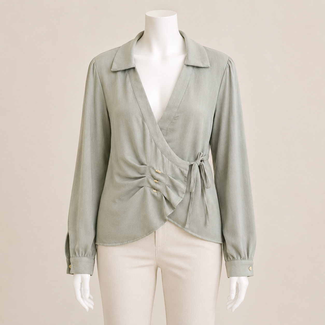 Women Satin Blouse Side Strap