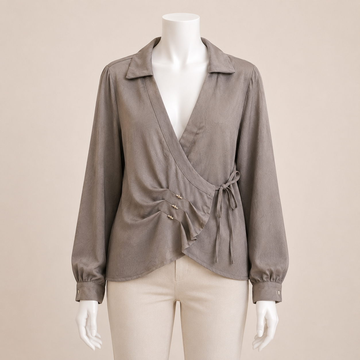Women Satin Blouse Side Strap