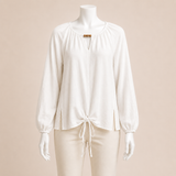 Women Solid Blouse with Front Tie Detail