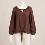 Women Solid Blouse with Front Tie Detail