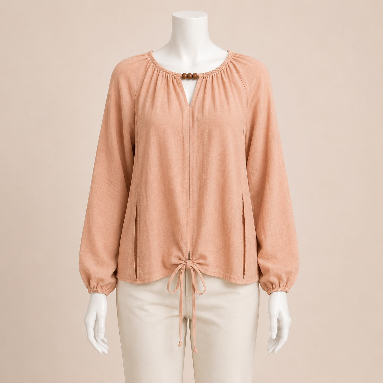 Women Solid Blouse with Front Tie Detail