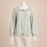 Women Solid Blouse with Front Tie Detail