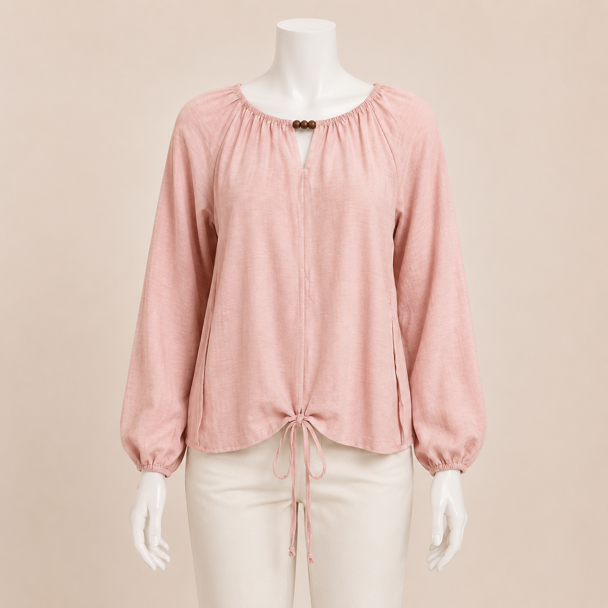 Women Solid Blouse with Front Tie Detail