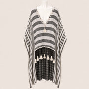 Women Crochet Panel Tassel Blouse