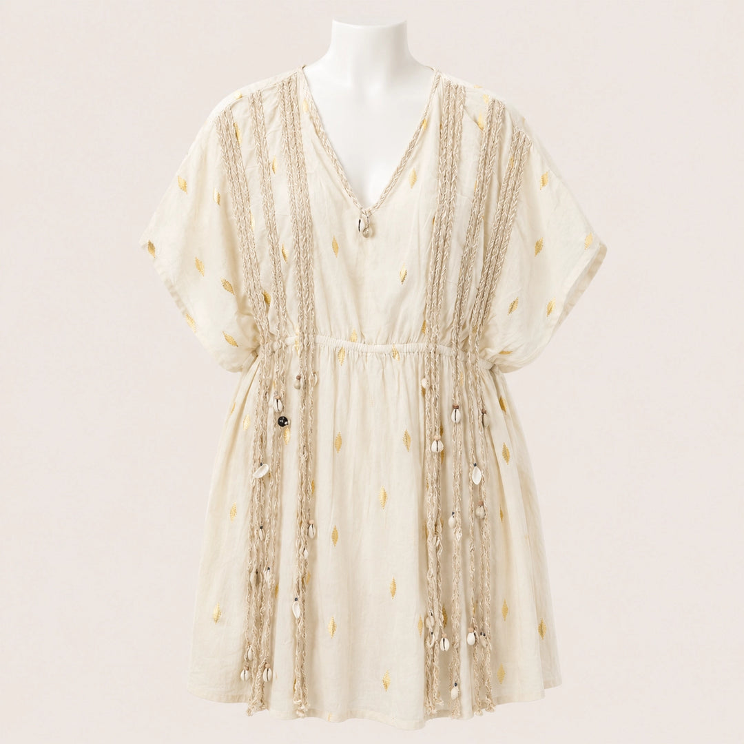 Women Linen Tassel Detail Blouse