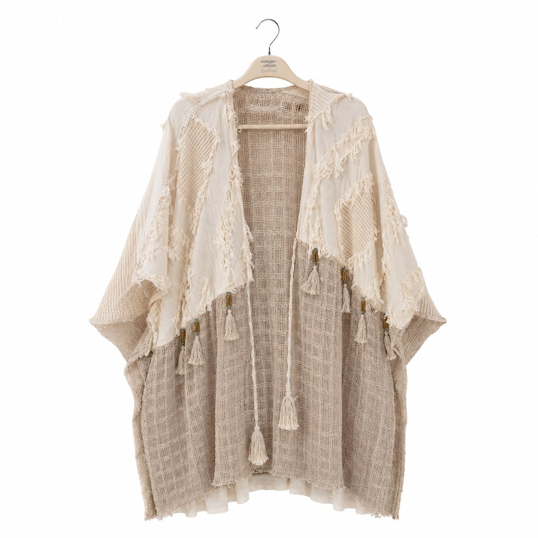 Textured Linen Patchwork Poncho