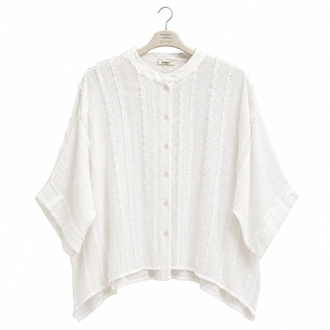 Textured Button Front Blouse
