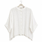 Textured Button Front Blouse