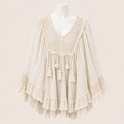 Women Oversized Crochet Trim Blouse