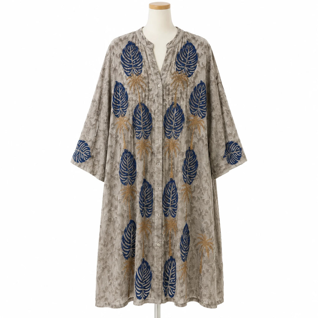 Leaf Print Button Front Tunic