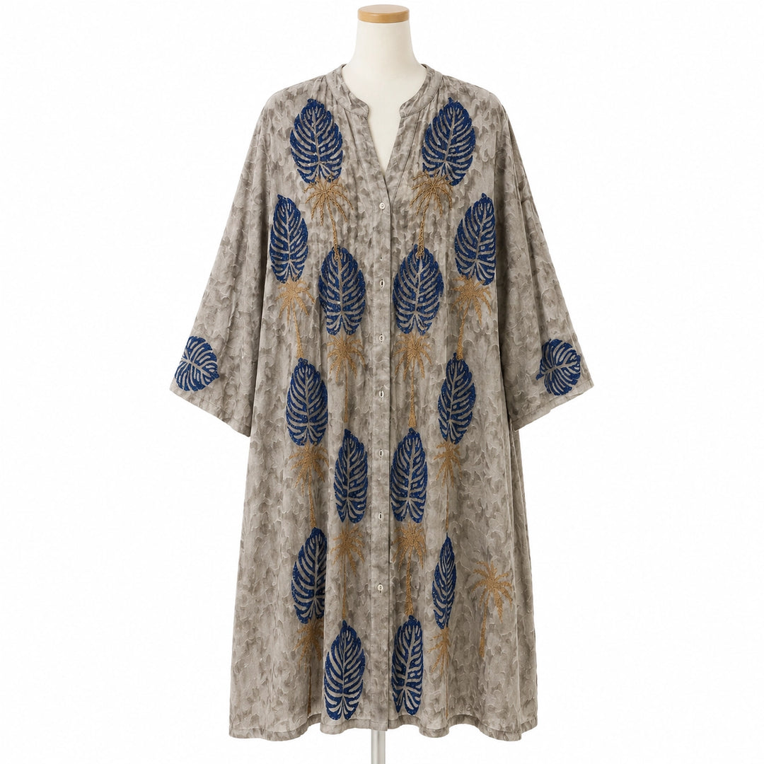 Leaf Print Button Front Tunic