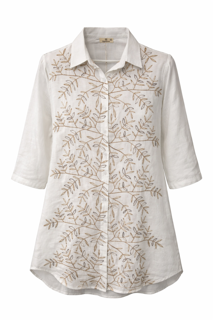 Floral Embroidered Button-Up Shirt