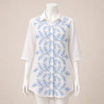 Load image into Gallery viewer, Floral Embroidered Button-Up Shirt
