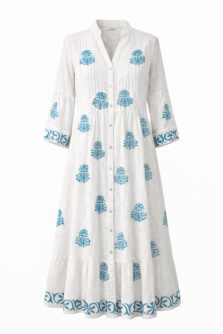 White Printed Midi Dress