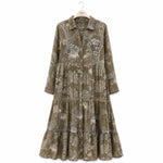 Load image into Gallery viewer, Floral Embroidered Tiered Shirt Dress