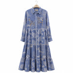 Load image into Gallery viewer, Floral Embroidered Tiered Shirt Dress