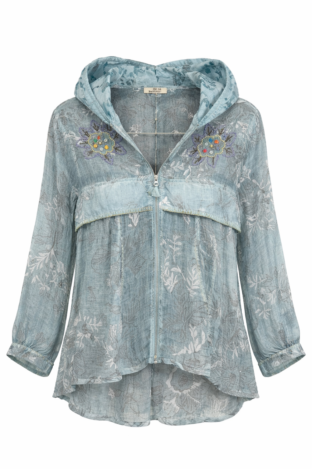Hooded Floral Zip Top