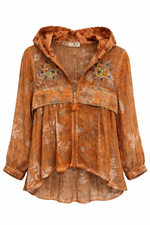 Load image into Gallery viewer, Hooded Floral Zip Top