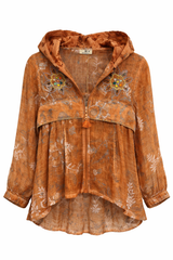 Hooded Floral Zip Top