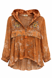 Hooded Floral Zip Top