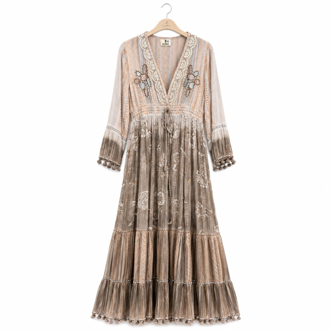 Tiered Embellished Maxi Dress