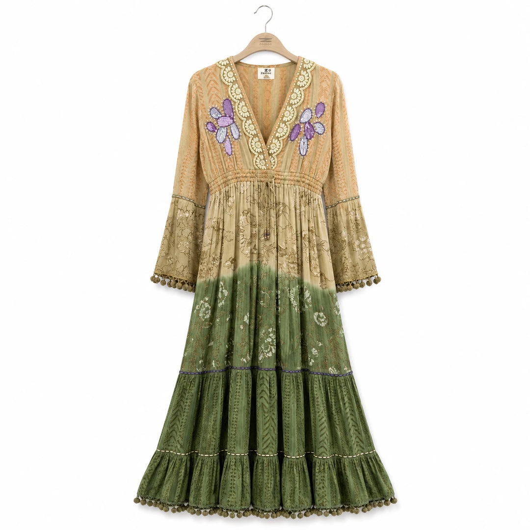 Tiered Embellished Maxi Dress