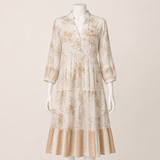 Floral Embroidered Tiered Midi Dress