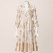 Floral Embroidered Tiered Midi Dress