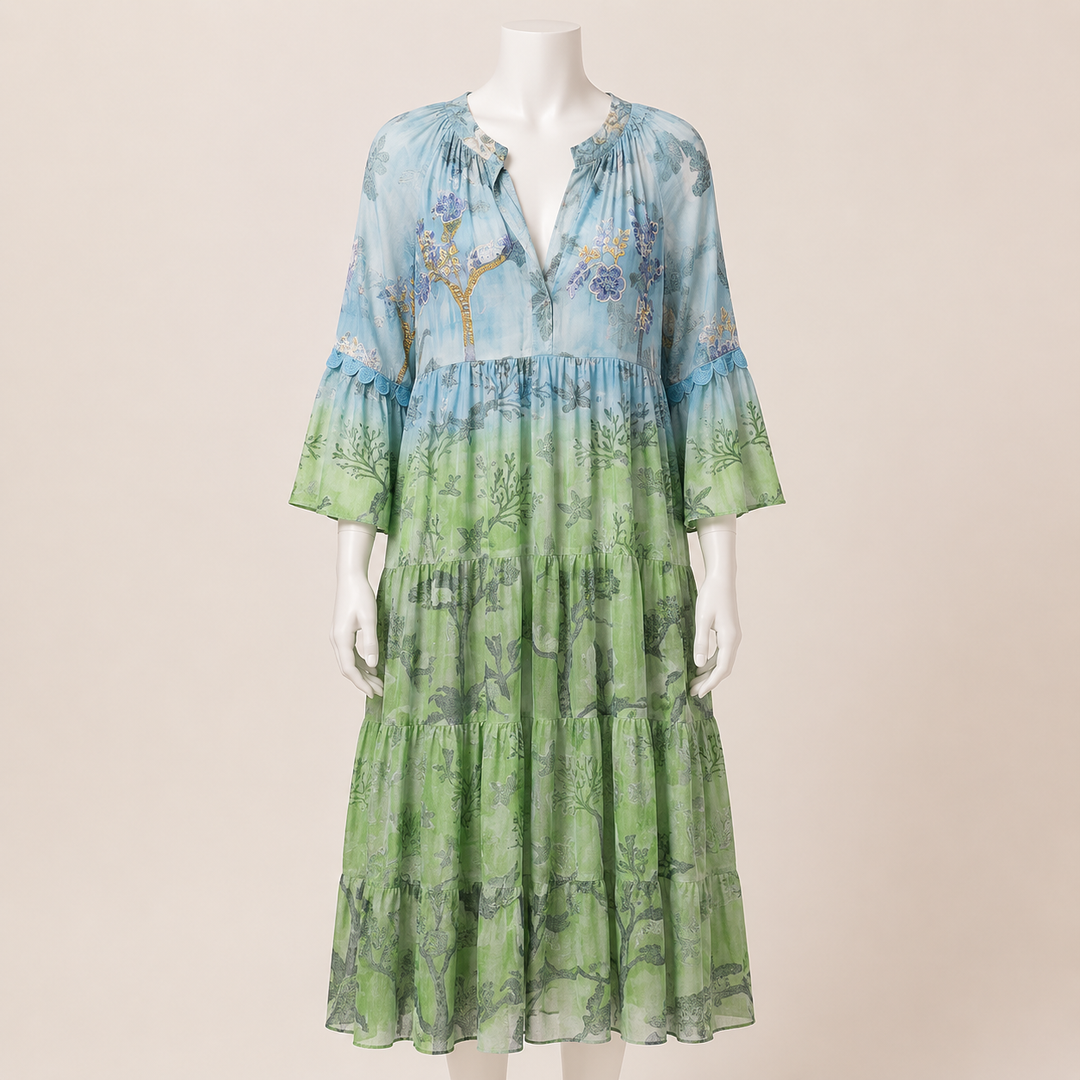 Floral Tiered V-Neck Dress