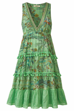 Load image into Gallery viewer, Printed Tassel Trim Midi Dress
